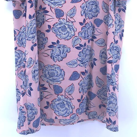 Kut from the Kloth Sheer Adriana Pink Blue Floral Cold Shoulder Back Tie M - Picture 4 of 11